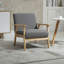 Fauteuil d'appoint à assise large en bois avec coussins en lin épais Wrought Studio ™
