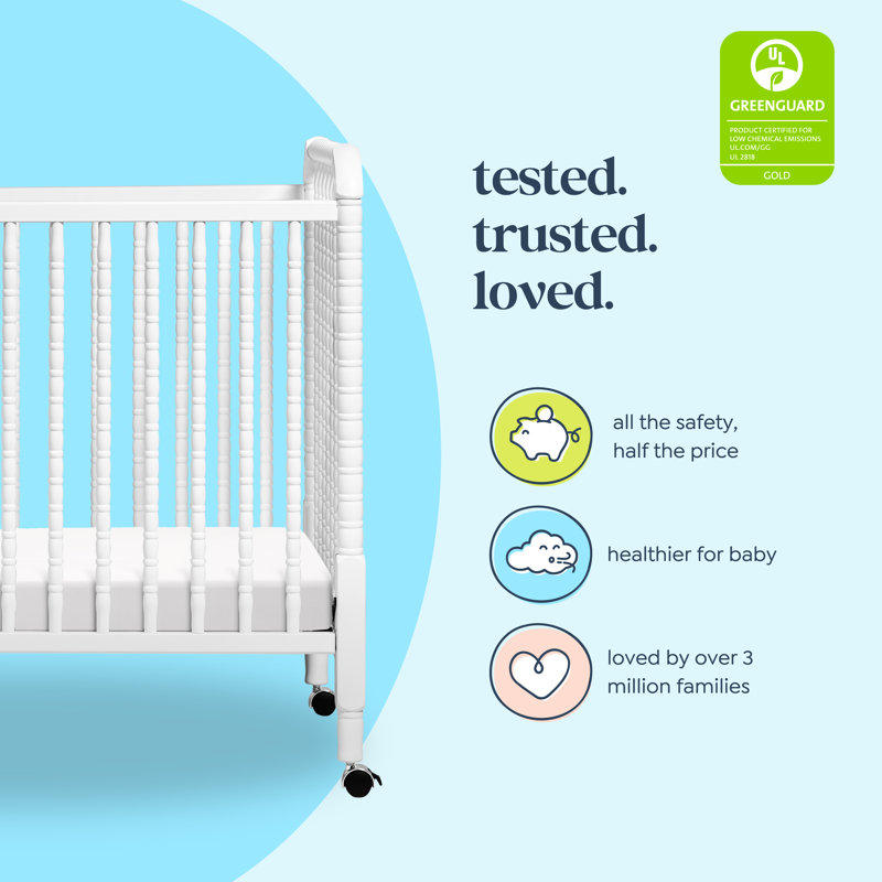 White Pine 3-in-1 Convertible Mini Crib with Wheels