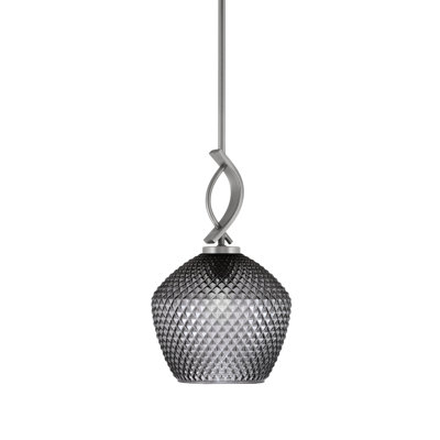 Mini-luminaire suspendu Unia suspendu en finition graphite avec verre texturé fumé de 9 po