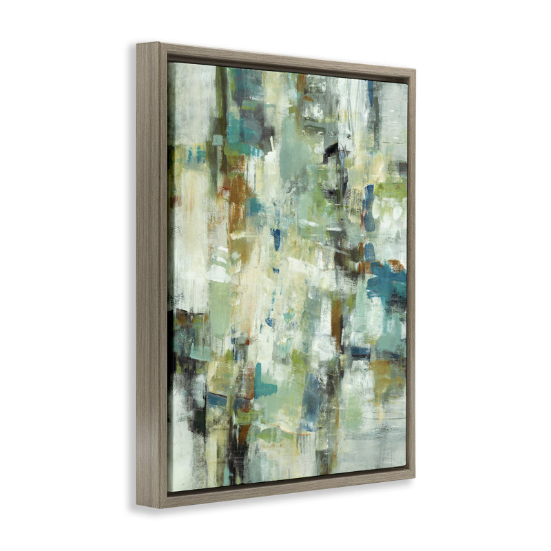 «Restless Green Abstraction», art mural encadré flottant par Lisa Ridgers, H 21 po x l 17 po, Cadre flottant orme Montalcino