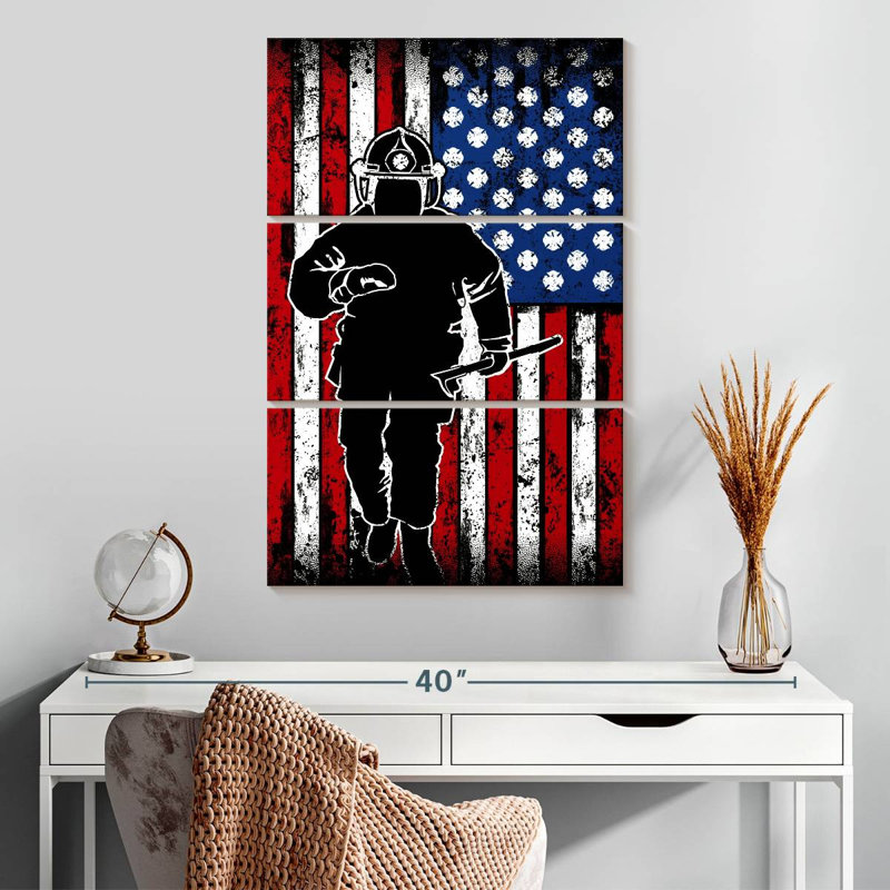 Grunge American Firefighter, 32" H x 20" W