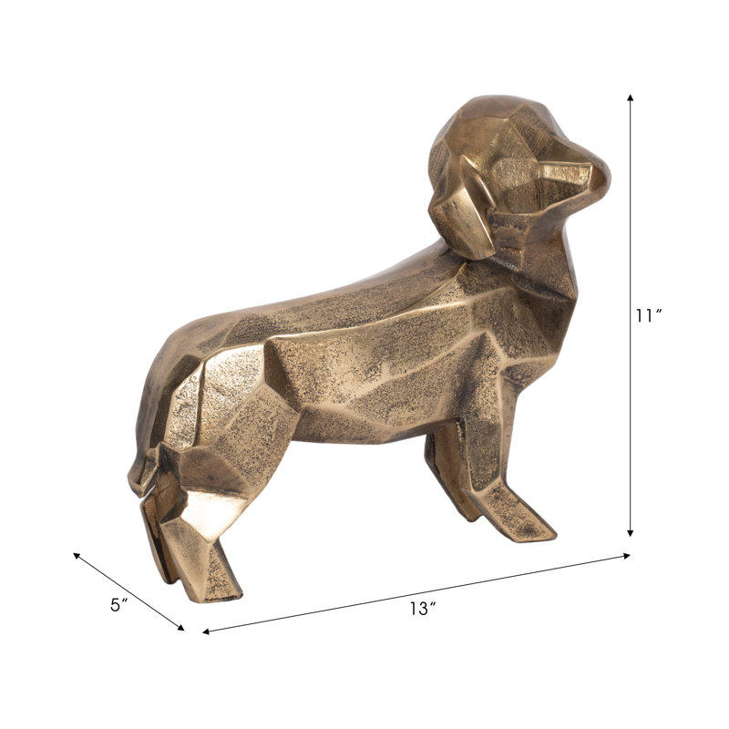 13'' Gold Geometric Metal Dog Figurine