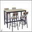 Élégant ensemble de table de bar gris avec 4 tabourets et dossier souples en polyuréthane, parfait pour le confort et l'esthétique moderne.