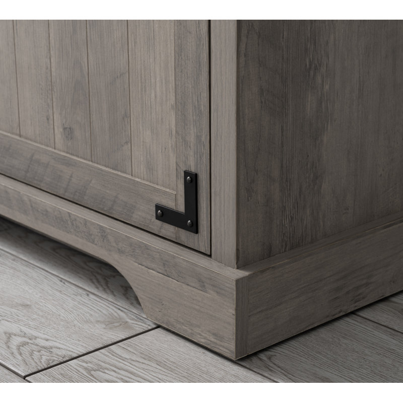 Meuble-lavabo simple 24 po avec plateau en céramique Cayden, Gris patiné