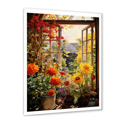 Fleurs d'été, vue de fenêtre à la ferme II - art mural floral