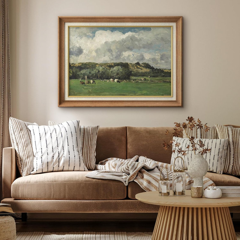 Rustic Countryside Mountain Valley Forest Farm Cow Field Nature Wilderness, reproduction d'art sur papier, Encadré naturel