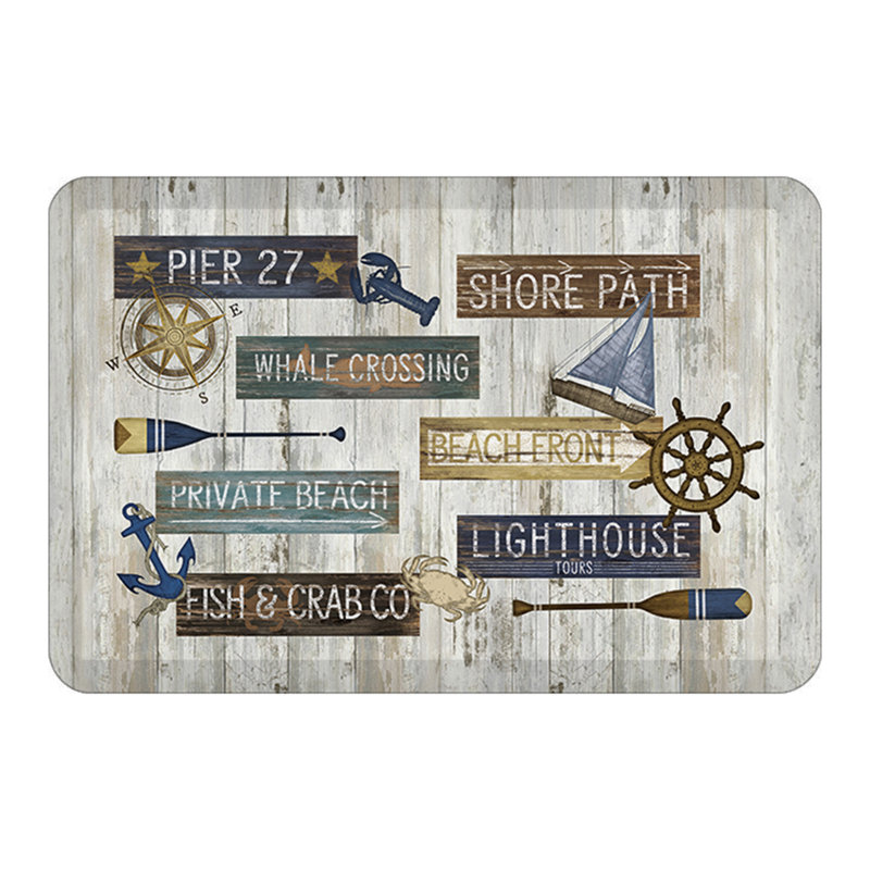 Beach Front Coastal Wooden Plank Kitchen Mat