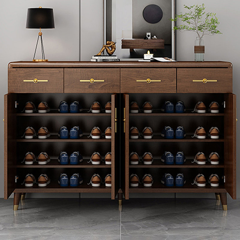 Rangement pour chaussures en bois massif brun noisette