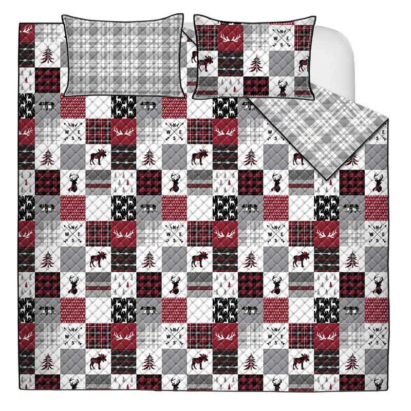 Polyester Patchwork Quilt, Full/Queen Quilt + 2 Shams