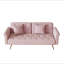 Canapé-lit convertible 69,7 po en velours rose ultra doux, garniture cloutée et coussin décoratif assorti