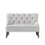 Upholstered Settee In Grey, Solid Birch Legs, Back Allurement Flared Wood Leg Elegance