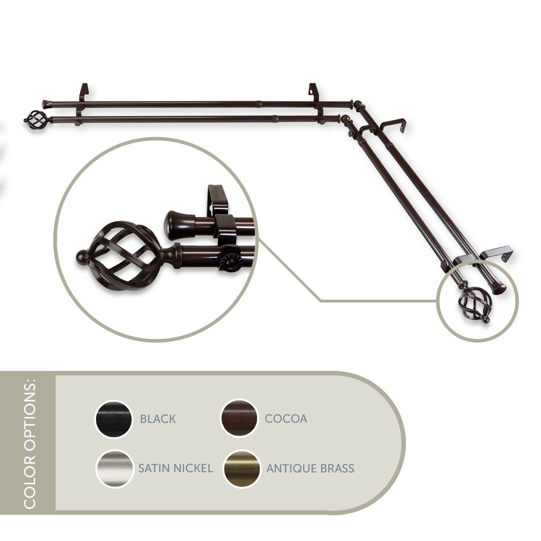 Nailsea Steel Rod/Resin Finials Adjustable Double Curtain Rod Charlton Home®
