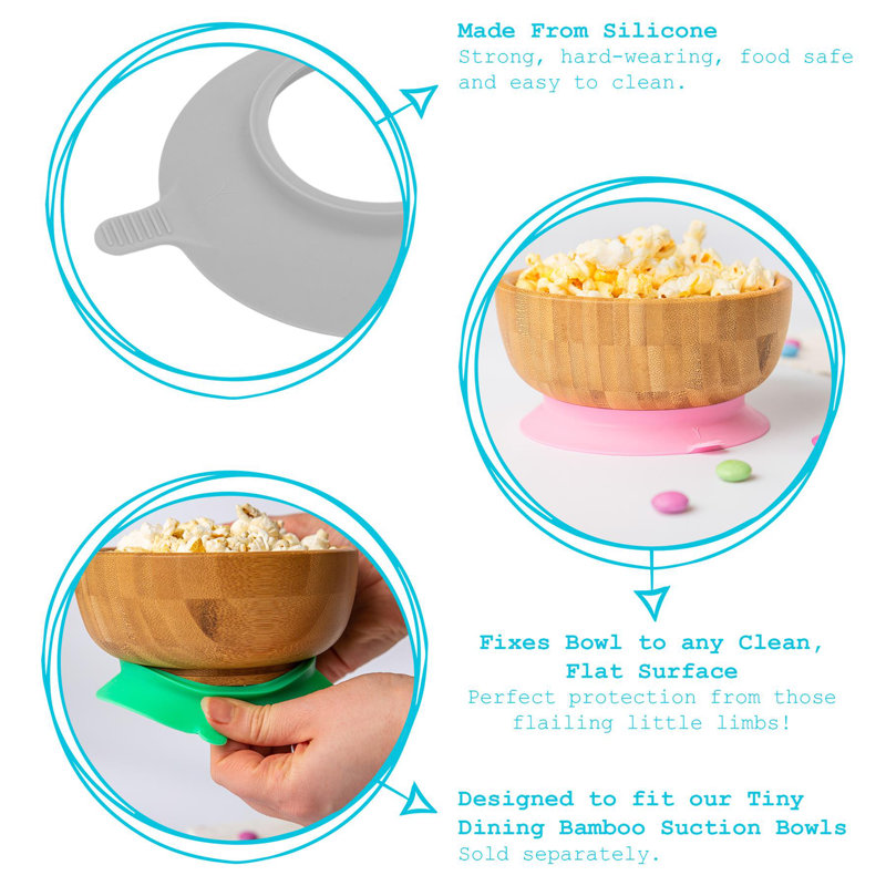 Tiny Dining Children's Bamboo Bowl Suction Cup, White