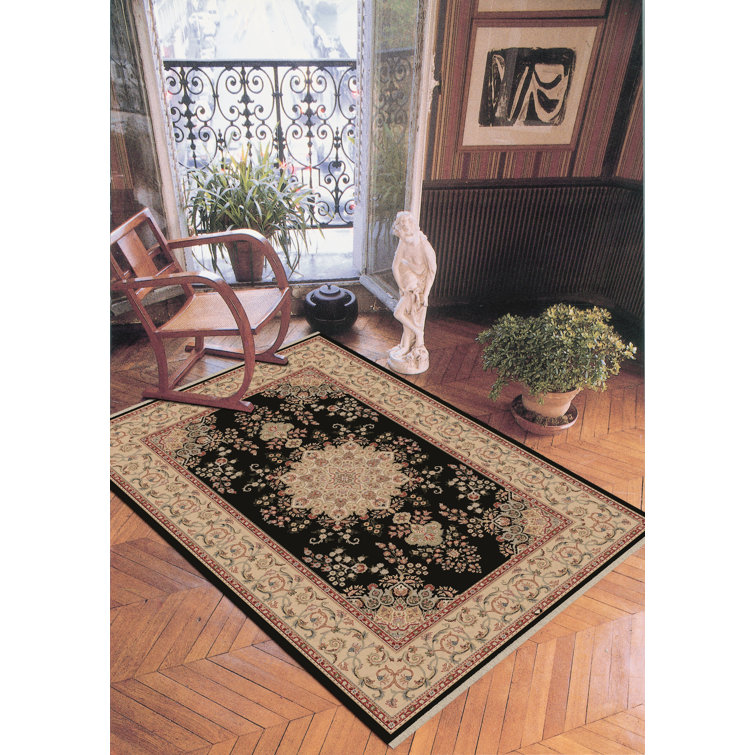 Tapis noir/beige en laine oakland Cirro
