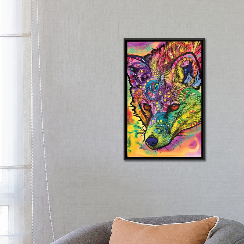 «Sly As a Fox», impression sur toile, H 26 po x l 18 po x P 1,5 po, Toile avec cadre noir, Pas de tapis