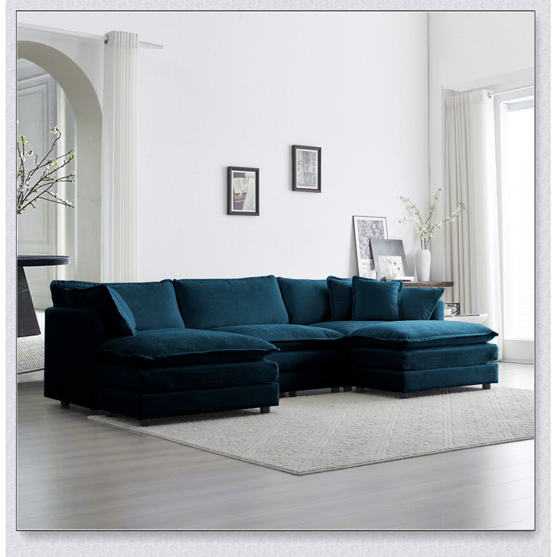 Canapé modulaire en U avec repose-pieds réversible et 2 repose-pieds