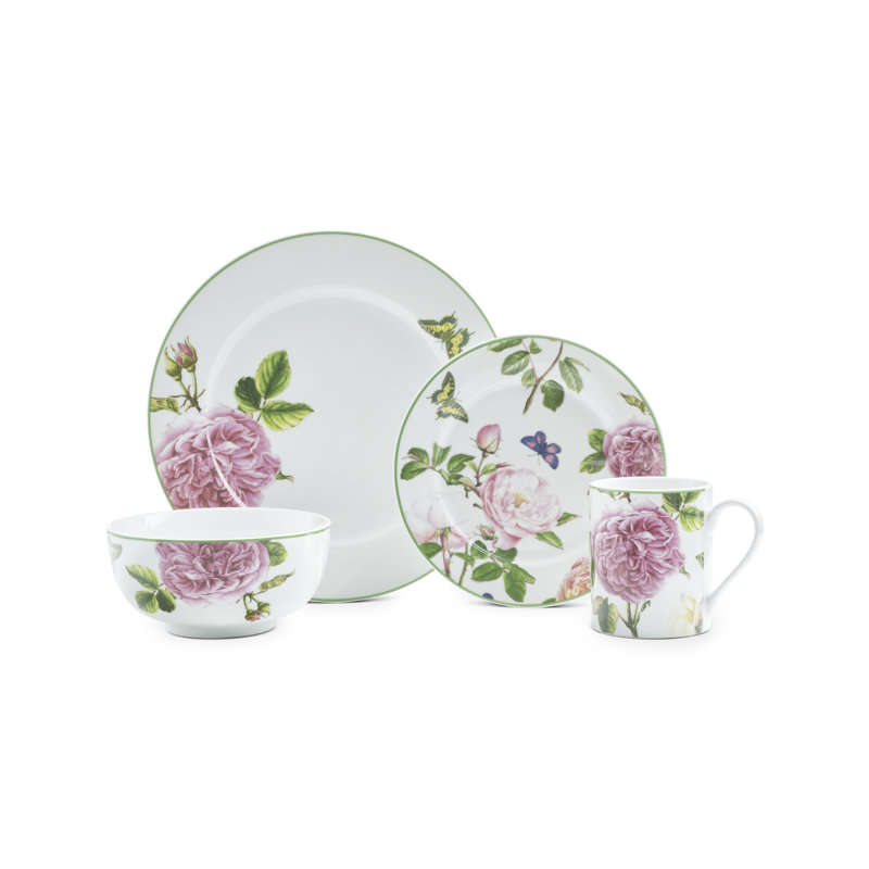 Service de vaisselle Botanic Garden Terrace pour quatre personnes de seize articles de Spode