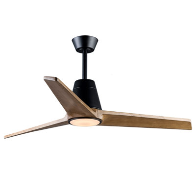 Ventilateur de plafond en bois massif 52 po avec télécommande - Choisissez avec ou sans lumière DEL à intensité variable, moteur à courant continu réversible à 6 vitesses, minuterie, ultra-silencieux pour l'intérieur et l'extérieur couvert