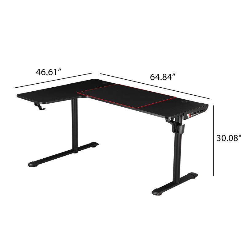 Lamaiyah L-Shaped Gaming Computer Desk
