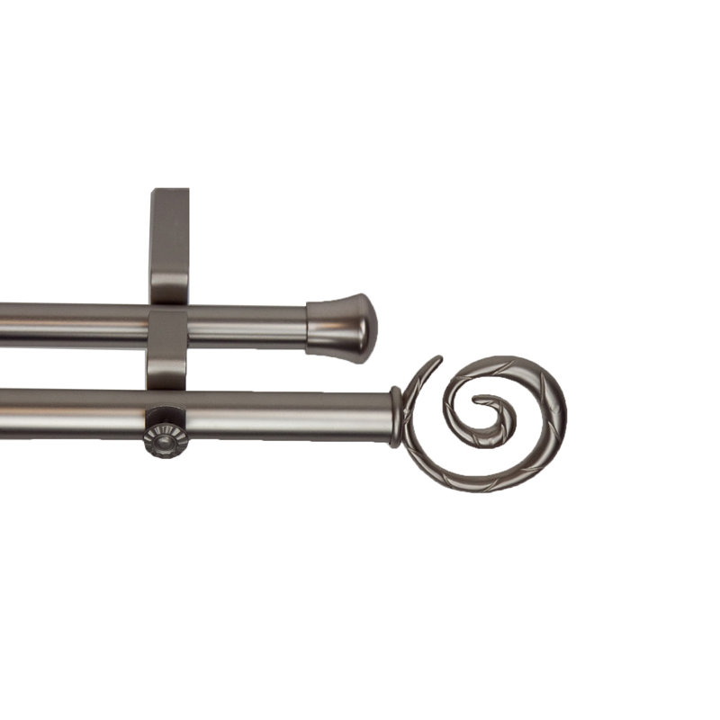 Tringle à rideaux double Mcewen, De 28 po à 48 po de largeur, Nickel satiné
