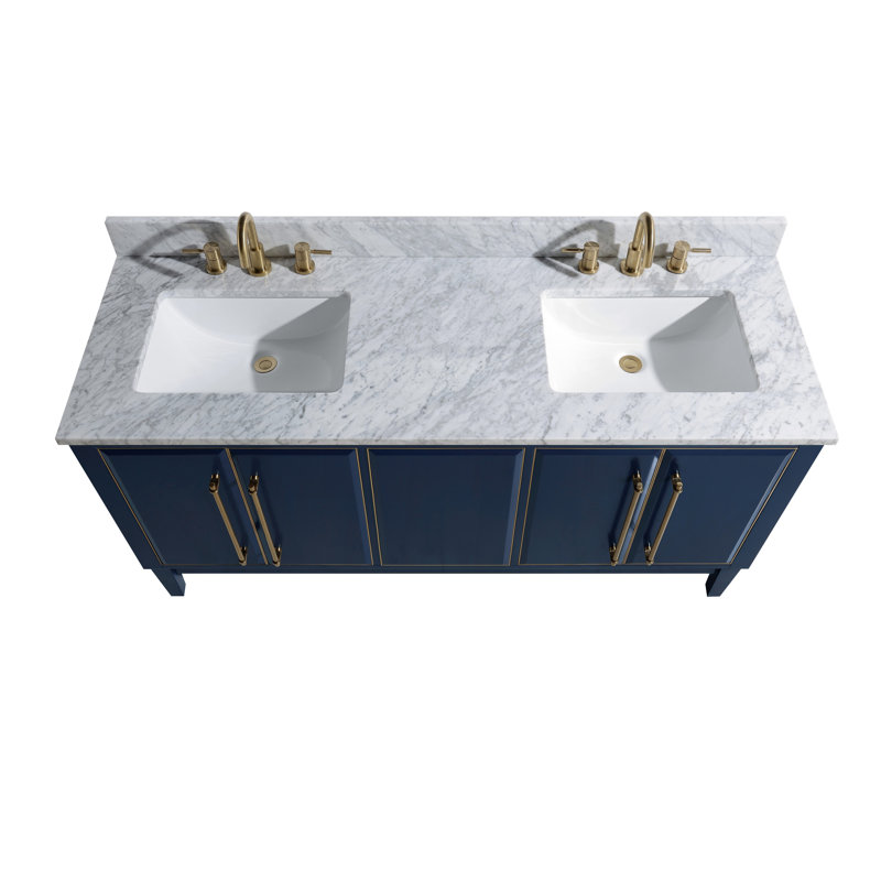 61'' W Double Marble Vanity Top