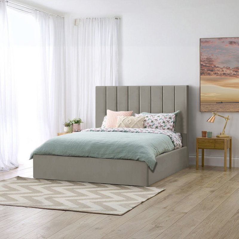 Alfie-John Upholstered Bed, Grey, Small Double (4')