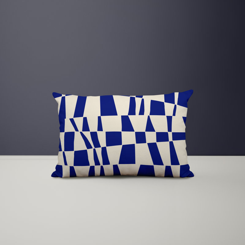 Housse et insert de coussin rectangulaire en polyester pour l'intérieur et l'extérieur, Bleu marine