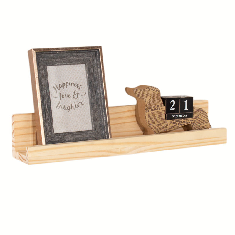 Pine Solid Wood Picture Ledge Wall Shelf, 9cm H x 48cm W x 7.5cm D