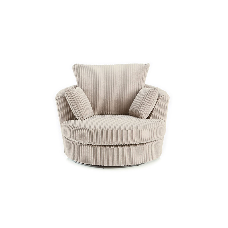 Stout Upholstered Swivel Barrel Chair, Cream