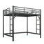 Lit mezzanine double en métal avec échelle et garde-corps, structure de lit en acier compacte noire-805951679-805951665