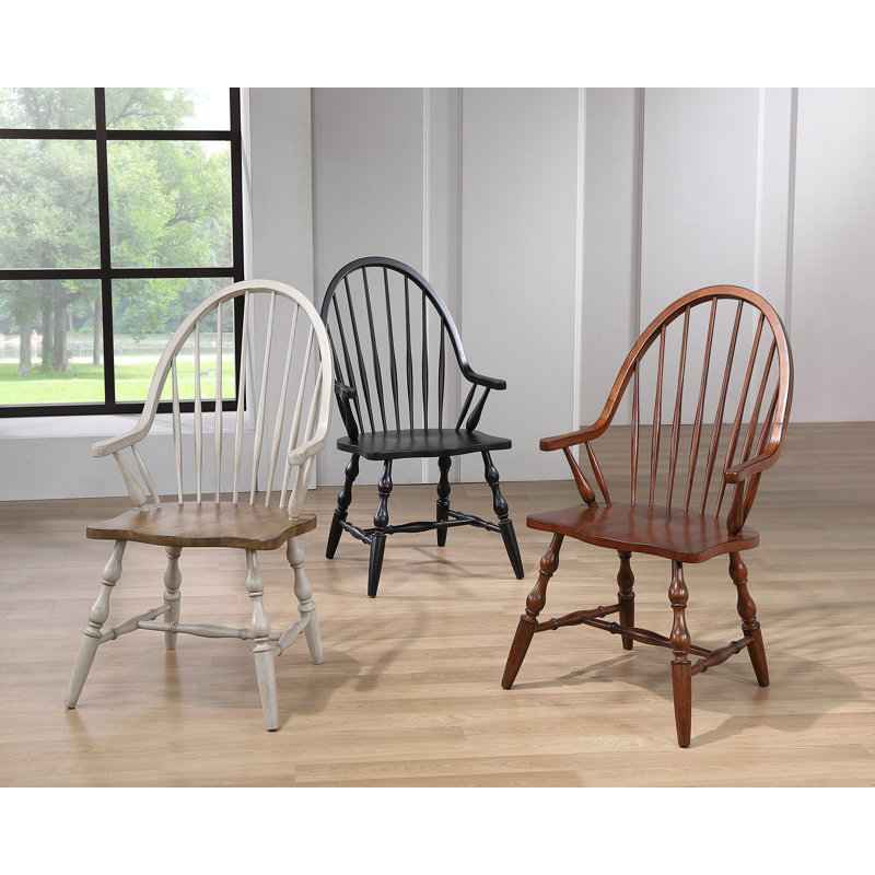 Chaise avec accoudoirs à dossier Windsor en bois massif Country Grove