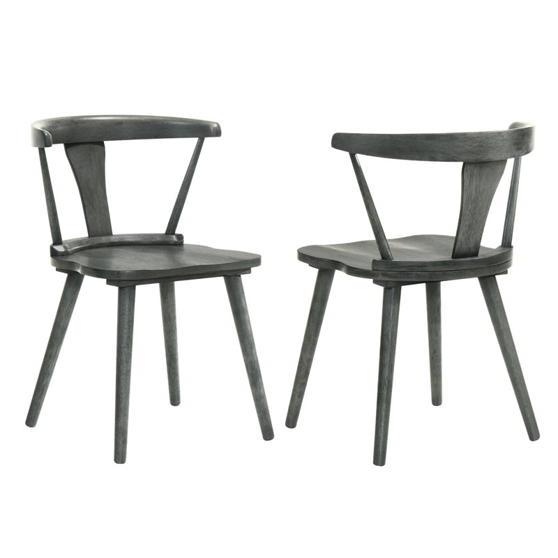 Paire de chaises de cuisine et de salle à manger rustiques de couleur gris en bois d'hévéa massif avec guide d'assemblage sans équivoque