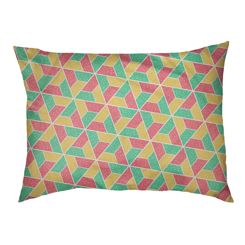 Coussin pour chien Byrge Trapezoids, Très grand (l 50 po x P 40 po x H 42 po), Vert / jaune / rose clair