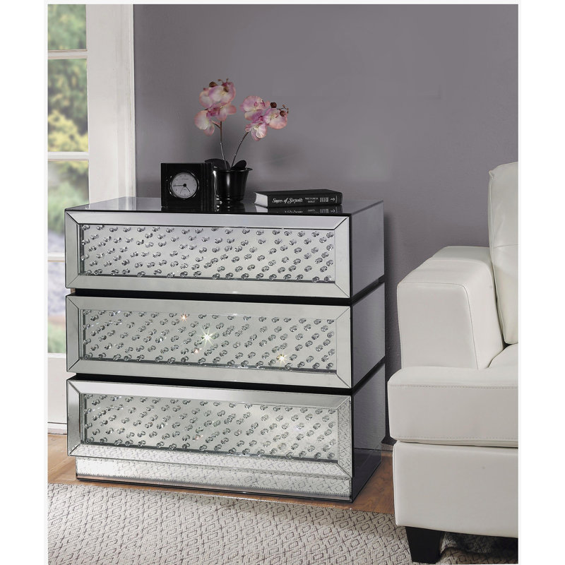 Console Nysa avec miroir et faux cristaux (assemblée)