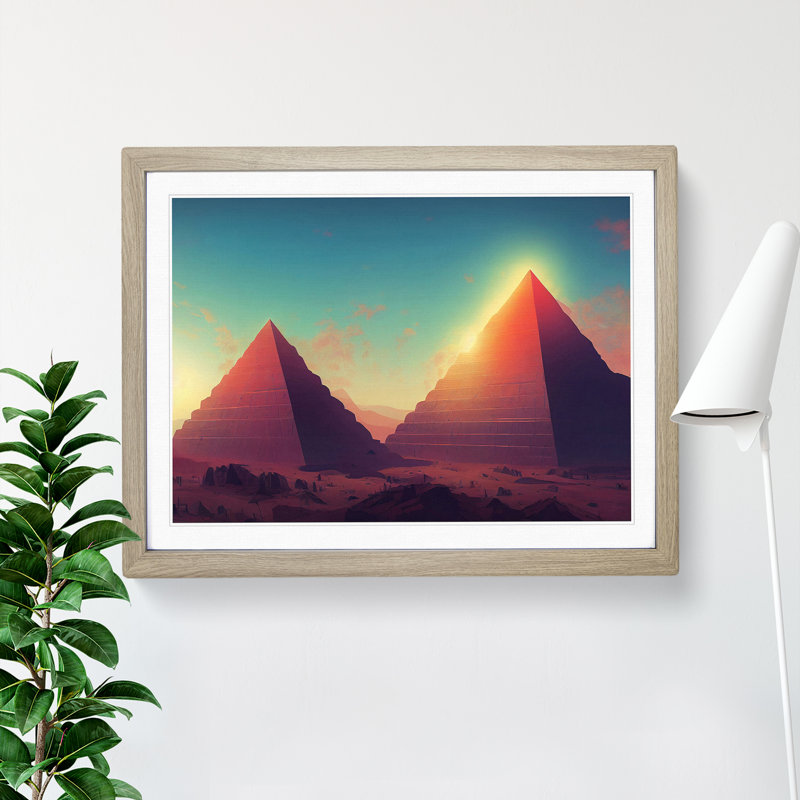 XH1022-7248X Pyramids in the Desert Vol.1 1 Piece Single Picture Frame Wall Art, 25cm H x 34cm W x 2cm D, Oak Framed