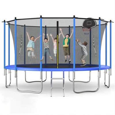 SENCHO GINSYTALIOR 16FT Round Backyard Trampoline with Safety Enclosure