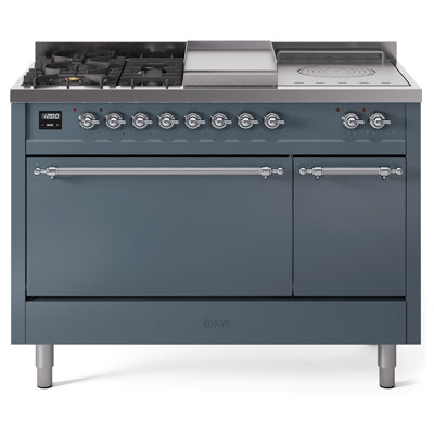 ILVE Nostalgie II 48 in Dual Fuel Range, 5 Burner, Griddle, Frenchtop