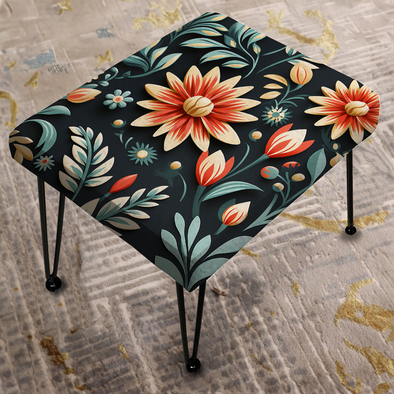 Tribal Green Damask Accents - Damask Rectangle Ottoman