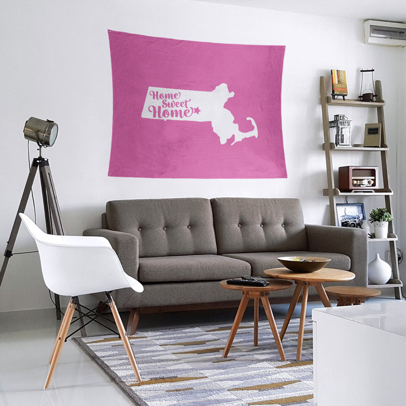 Tapisserie murale Home Sweet Worcester, H 88 po x l 104 po, Bleu