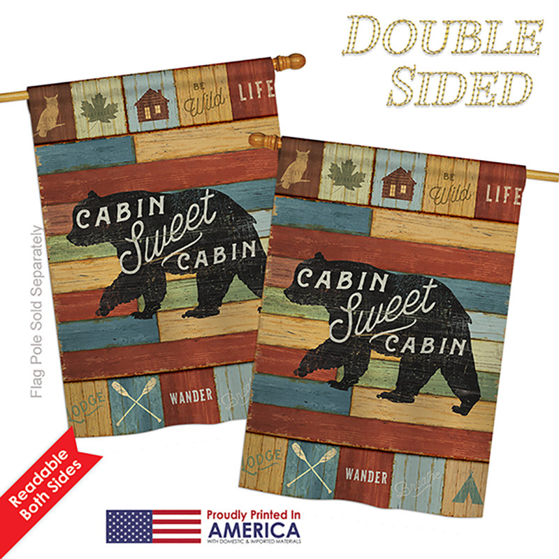 Drapeau de maison en polyester 40 x 28 po Belfield Cabin Sweet Cabin