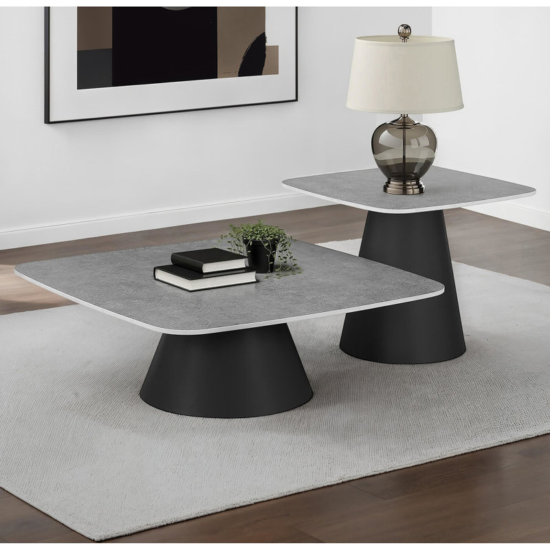 Ensemble de tables basses 2 pièces, H 12,53 po x l 35,53 po x P 35,53 po, Gray