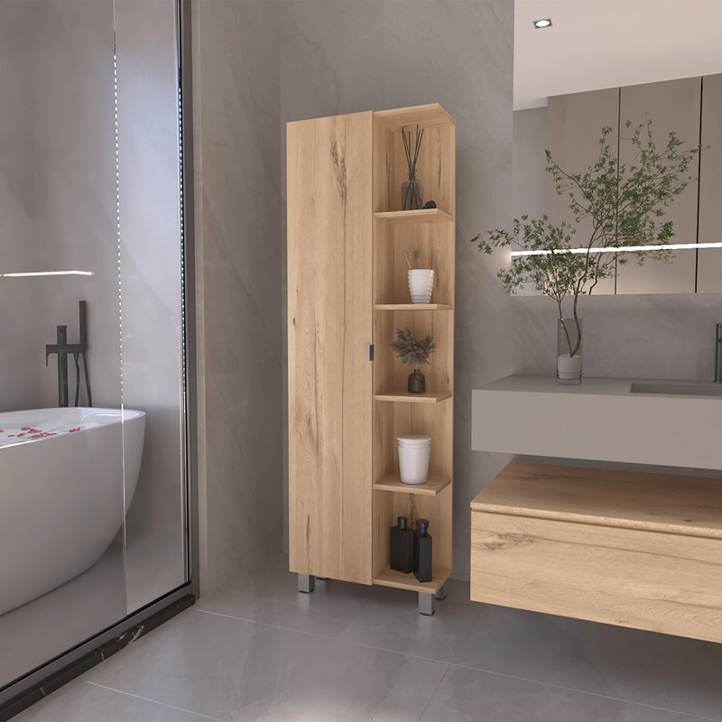 Armoire à linge à 5 tablettes, Chêne