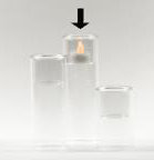 Votive en verre, H 7 po x l 2 po x P 2 po