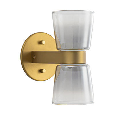 Lorraine 9-in Brushed Gold Dimmable LED Wall Sconce with Smoked Glass