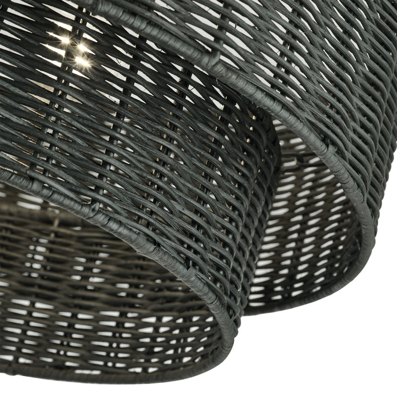 Grand semi-encastré 3 lumières Weavington, Noir mat, Gris