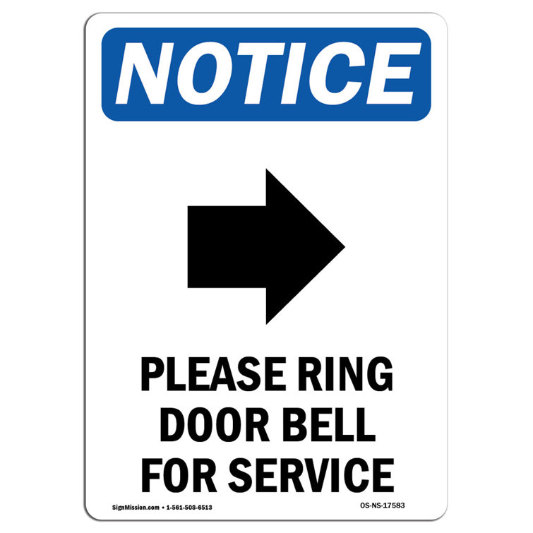 Amazon.com: 1PC Deliveries Please Ring Doorbell Sign, 10 x 7 Inches -  Aluminum - Ring Door Bell Sign - Delivery Instruction Sign : Industrial &  Scientific