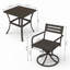 Ensemble de patio extérieur pivotant en métal - 2 fauteuils et table