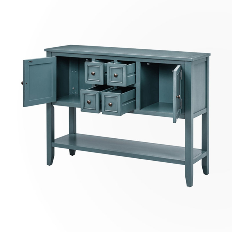 Console rétro avec quatre petits tiroirs, Bleu très foncé