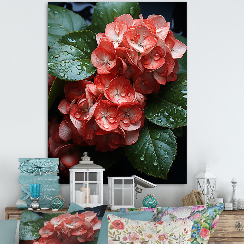 Élégance de fleurs d'hortensia orange - art mural hortensia, H 20 po x l 12 po x P 1 po, Toile tendue