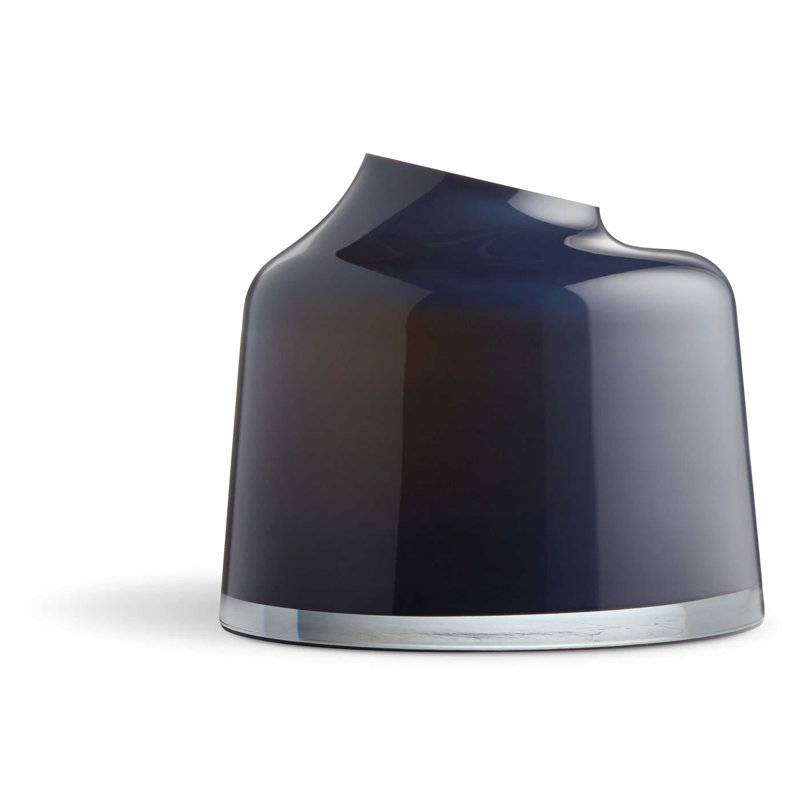 Variant Handmade Handblown Glass Table Vase, Midnight Blue, 7" H x 8" W x 8" D